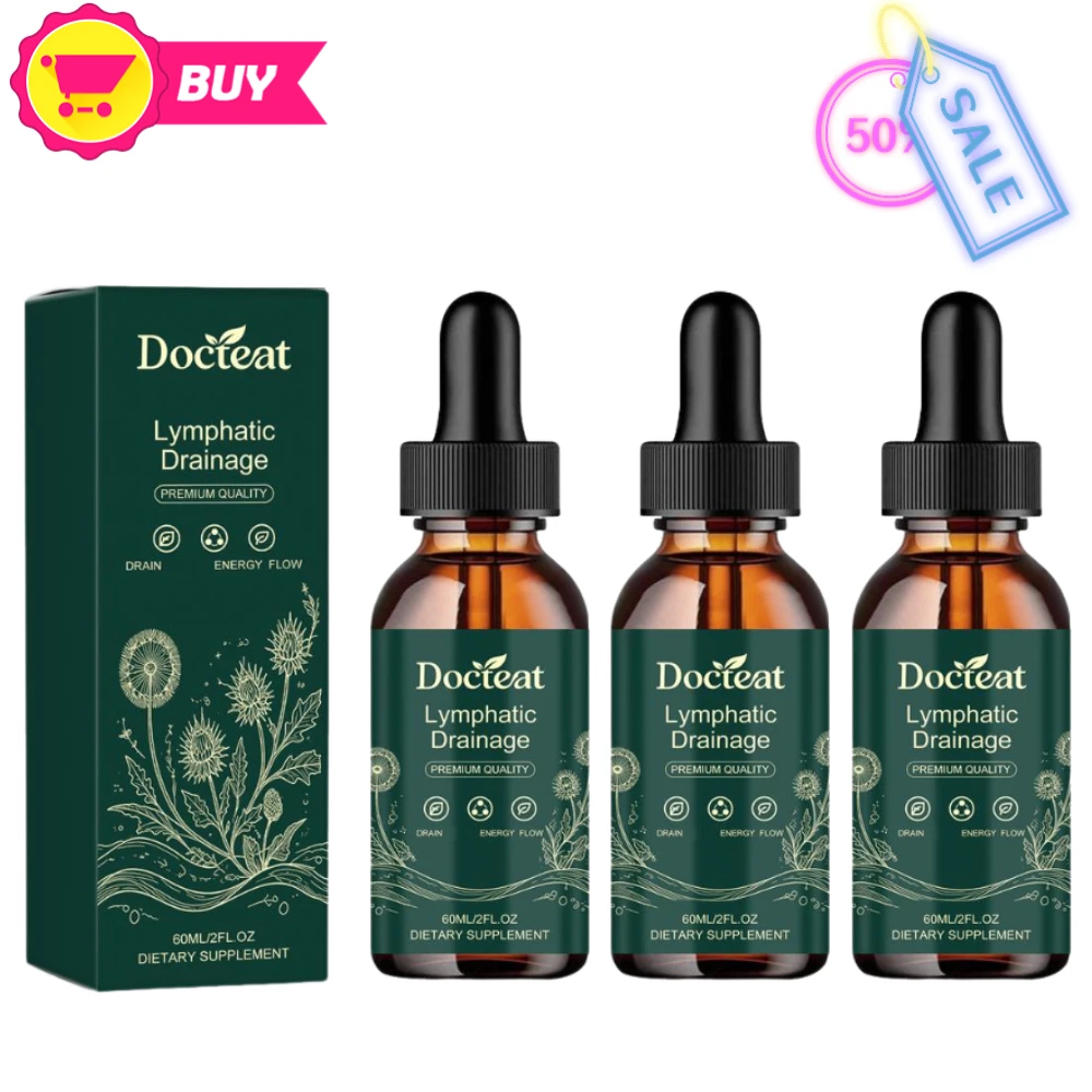 1-10Box Docteat Lymphatic Drainage Drops 60ml, Natural Mullein Leaf Extract Serum for Swelling Relief and Circulatory Support