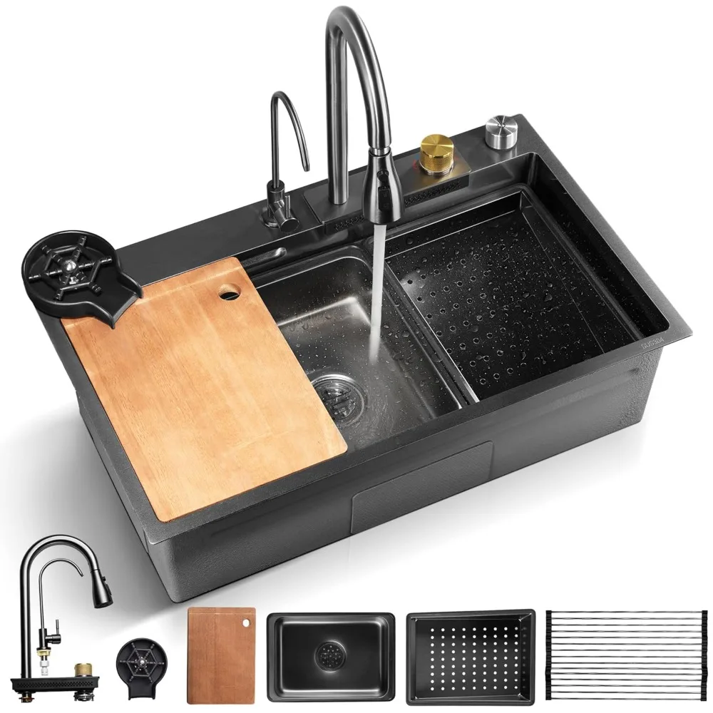 

Stainless Steel Kitchen Sink | Undermount & Drop-In Installation | 13 Gauge & 30L x 18W x 9H IN | Includes Faucet, Drain