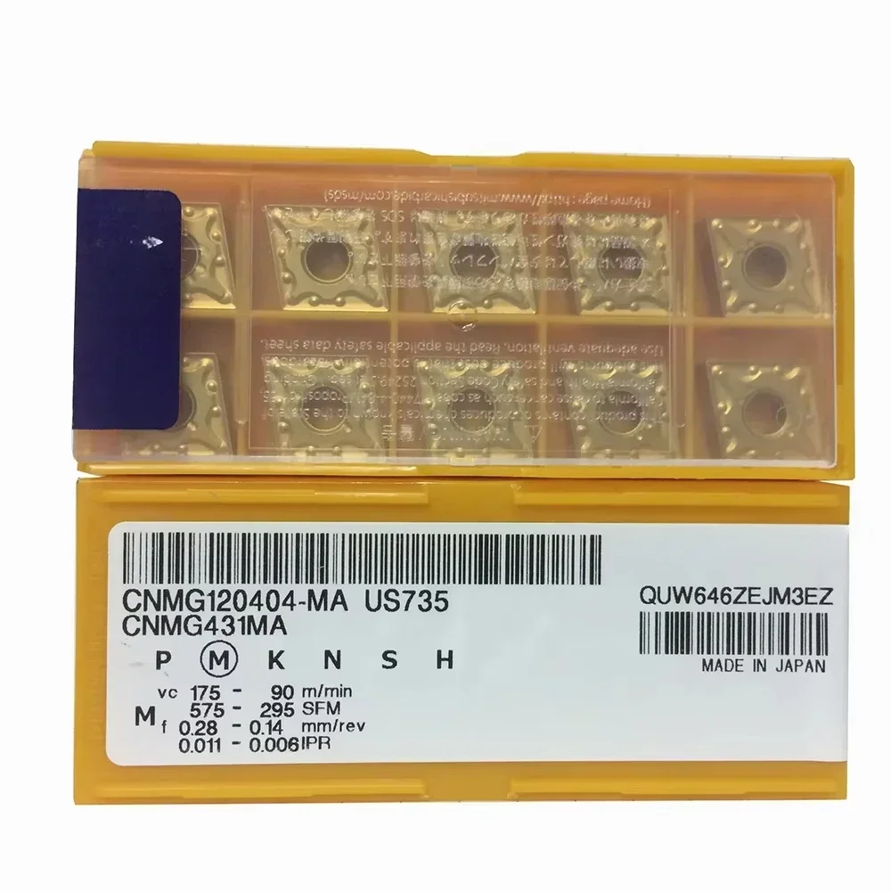 

Оригинальная японская токарная вставка CNMG120404-MA US735 для нержавеющей стали, инструмент для вставки с ЧПУ CNMG120404-MA