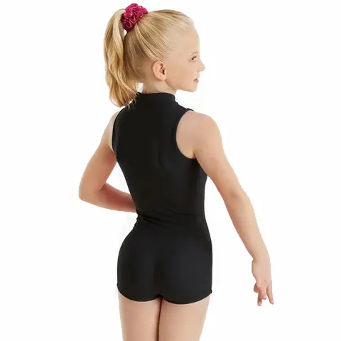 OVIGILY Flickor Svart Ärmlös Leotard Fram Dragkedja Barn Spandex Dans Cykeltard Gymnastikkläder 8 best sales prestationskläder - №5