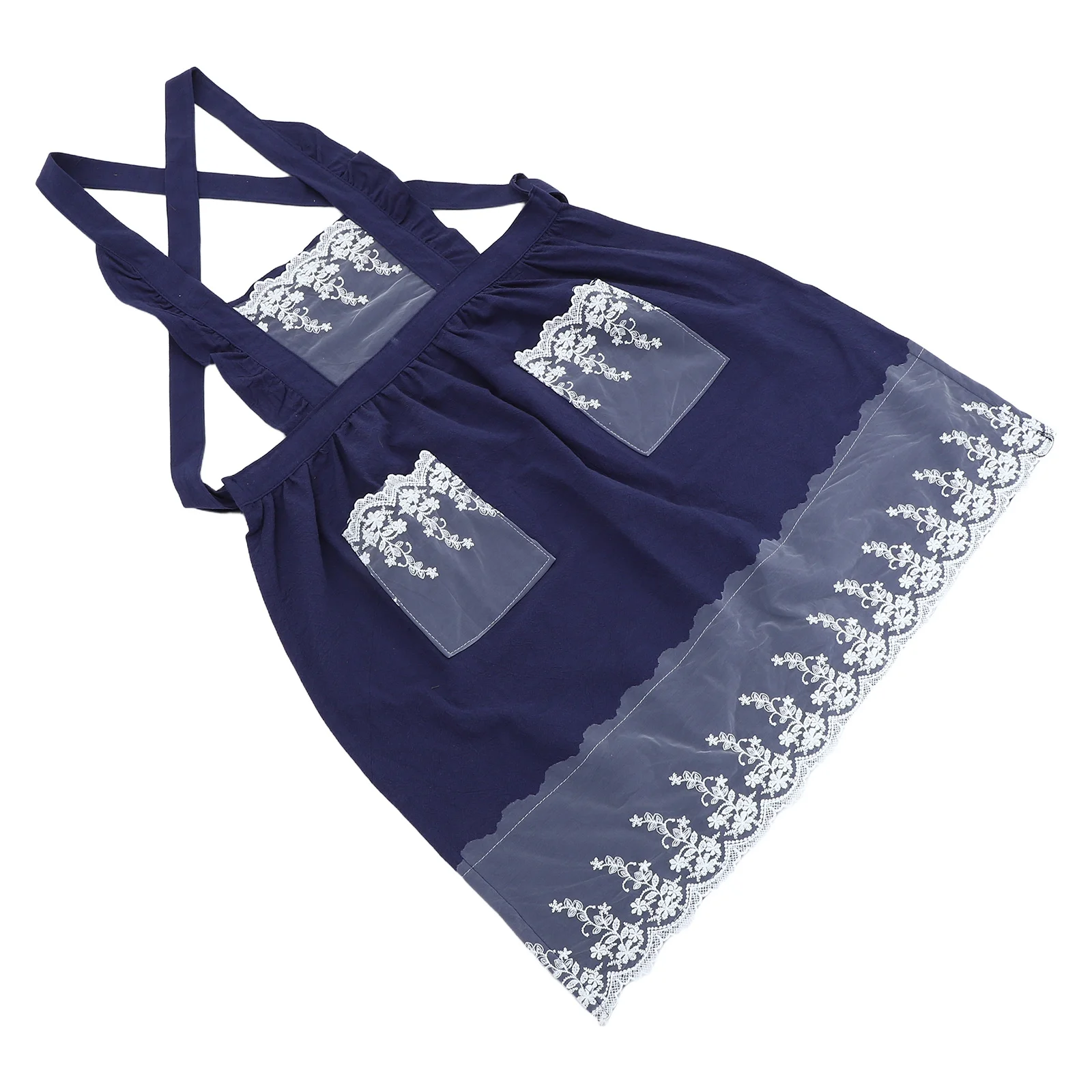 

Lace Apron for Women Adjustable Vintage Ruffle Bib with Pockets Full Coverage Cooking Baking Gardening Painting Kitchen Aprons