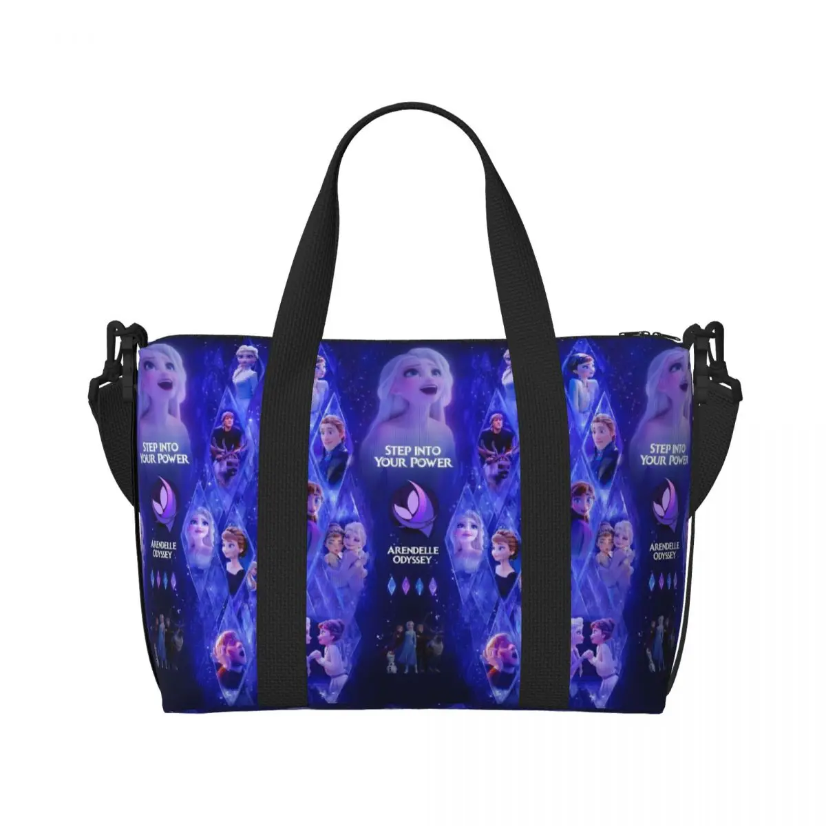 Custom Large Frozen Elsa Anna Tote Bag Women Shopping Shoulder Beach Gym Travel Bag