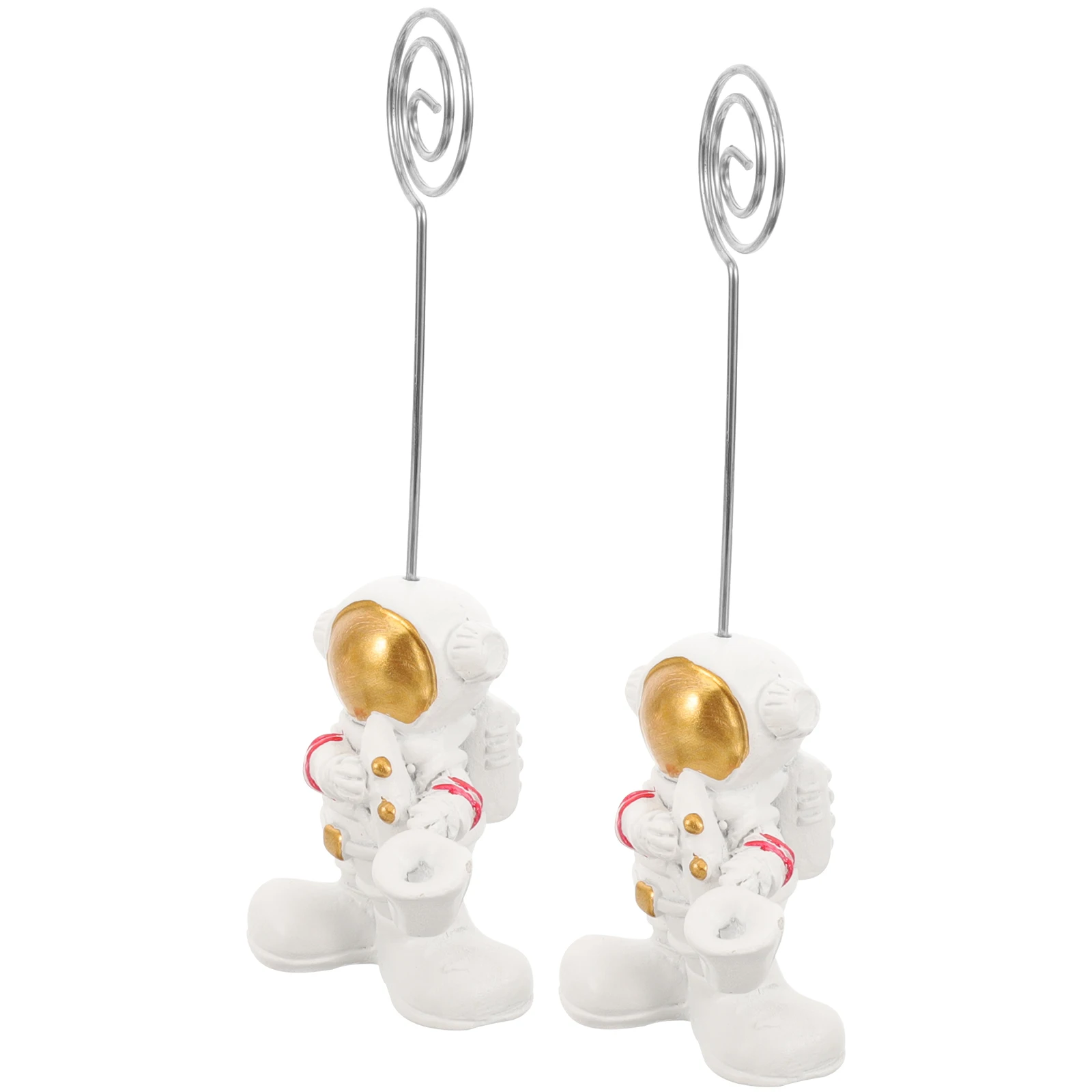 

2Pcs Astronaut Photo Clip Resin Table Number Holder Multi-Function Memo Clamp for Party Home Office Table Sign Display Stand