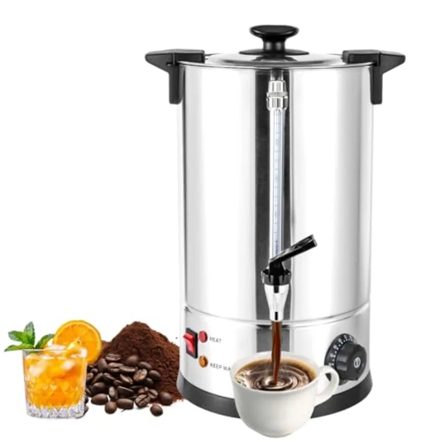 3.9 Gal Commercial Coffee Urn 100 Cups/15L Stainless Steel Large Coffee Dispenser 1500W Coffee Maker Urn With Double Wall For Q
