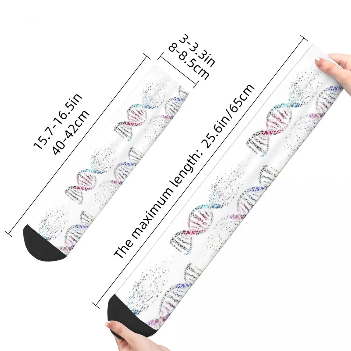 Happy Men's Socks Molecule Chains Falling Apart Vintage DNA Genetics Harajuku Casual Crew Sock Gift Pattern Printed