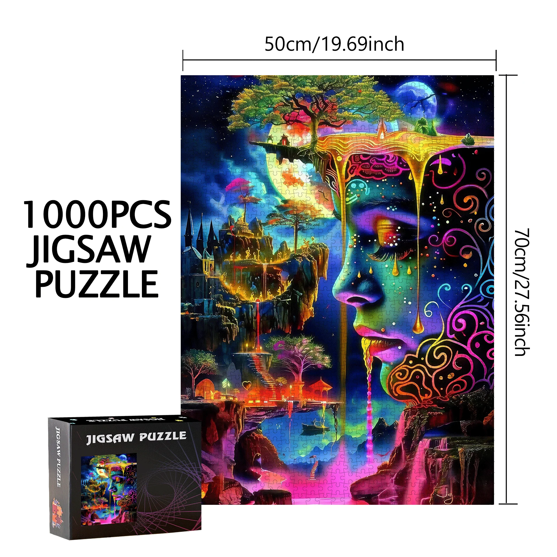 Kolorowa układanka z twarzami 500/1000 elementów, duża gra logiczna, prezent, interaktywna zabawa rodzinna, dekoracja domu DIY, wyzwanie dla mózgu na urodziny, Ha