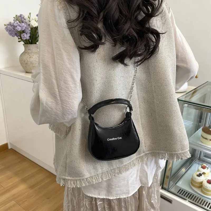 Small Retro Oil Wax Leather Handbag Casual Underarm Bag Fashionable New Single Shoulder Bag For Daily Matching