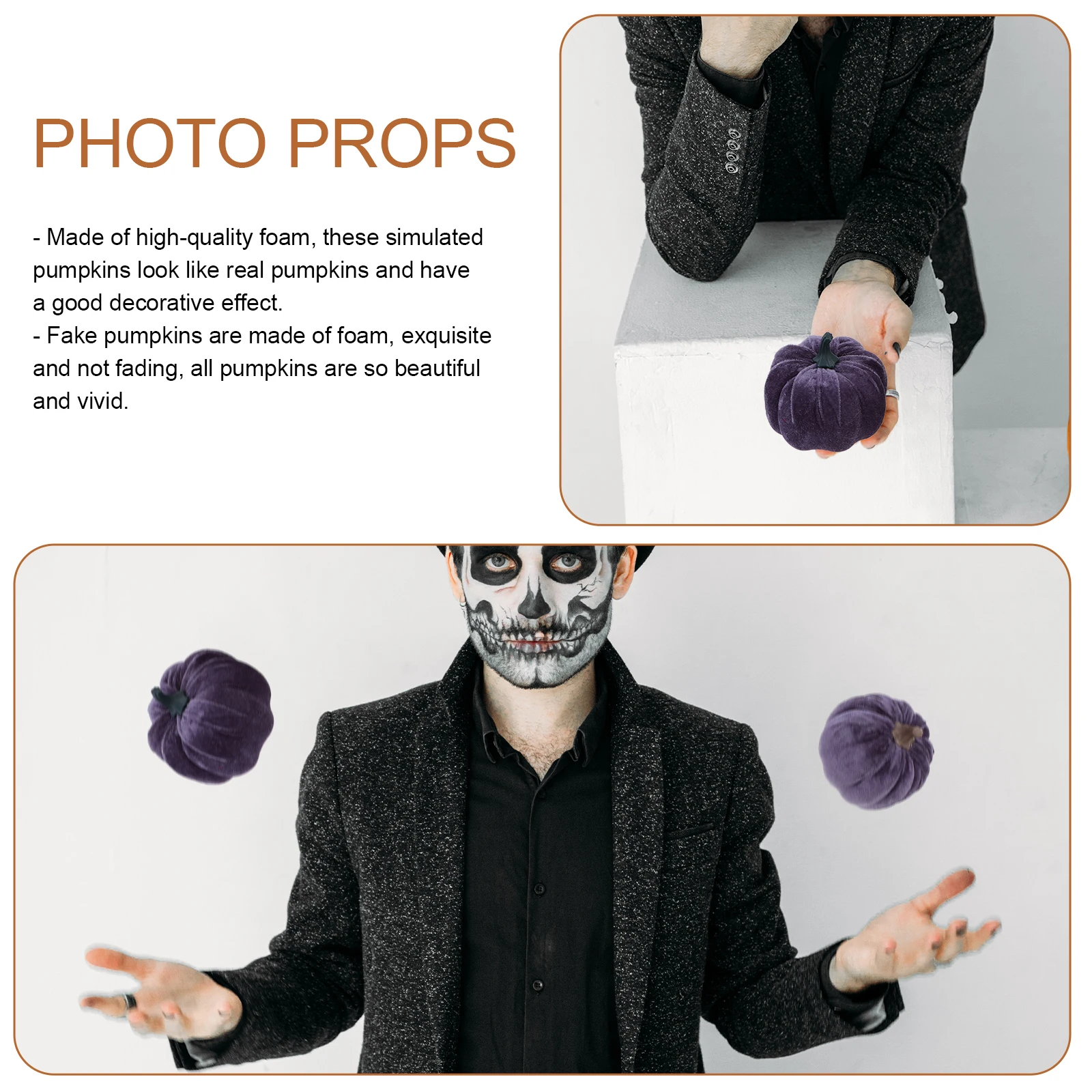 

5Pcs Pumpkin Ornaments Ideal for Halloween Thanksgiving DIY Party Decoration Halloween Pumpkin Home Party Photo Prop