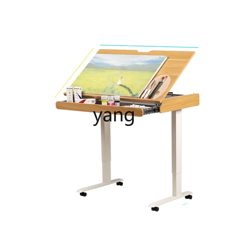 

Yjq Minimalist Professional Electric Lifting Painting Table Workbench Storage Drawer Computer Drafting Table