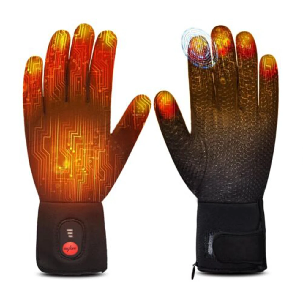 Black Anti-slip Heated Gloves Secure Grip For Cold Weather Riding 4. Touch Screen .easy To Answer M