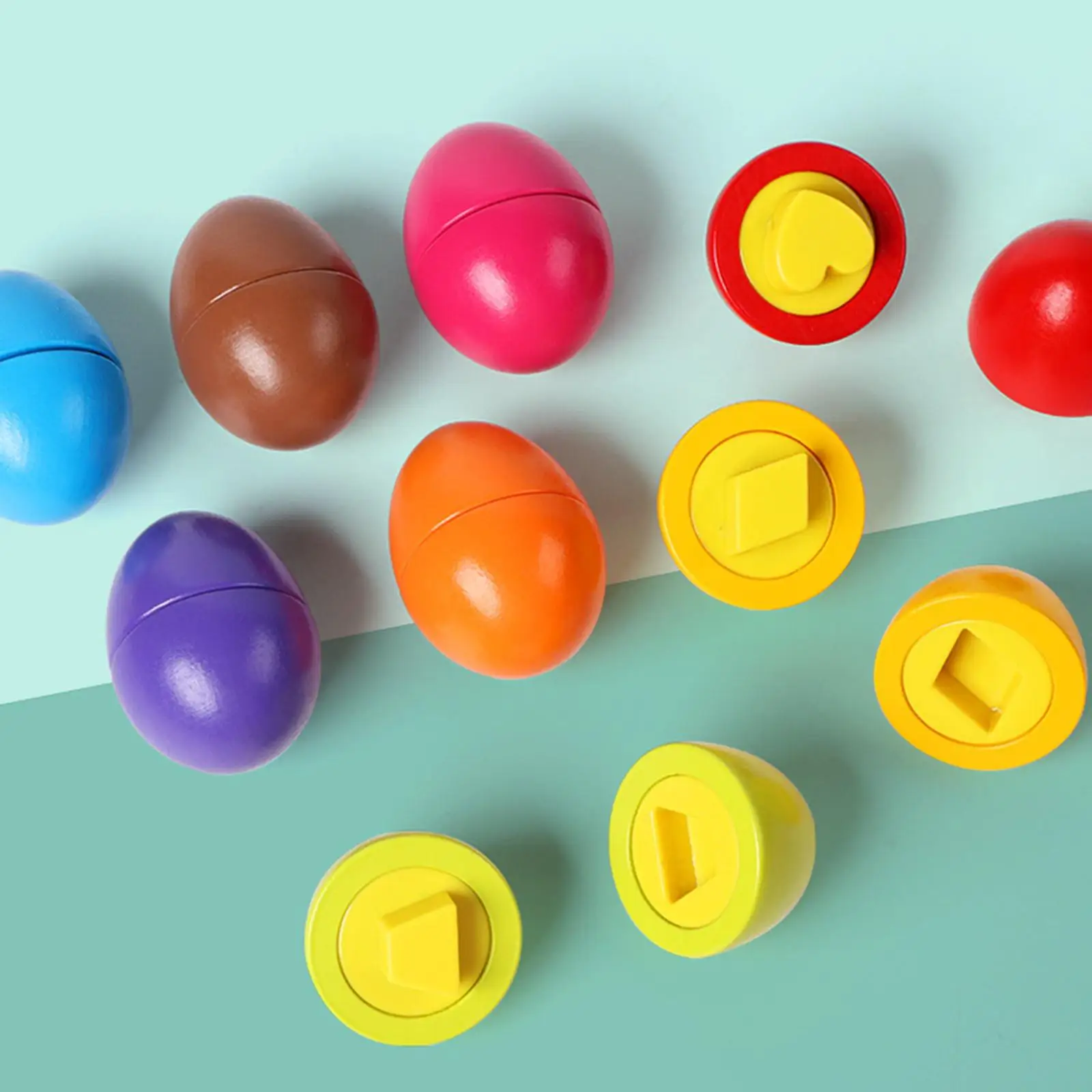 

Matching Eggs Color Shape Sorting Early Learning Matching Montessori Toy Sensory Toy Wooden Simulation Eggs Toy Puzzle Babies