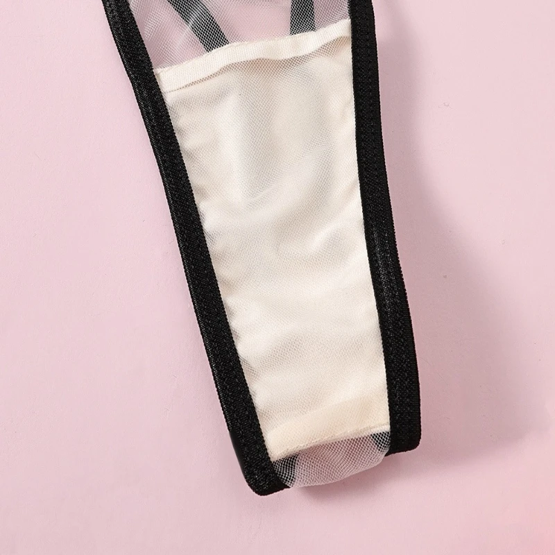 Bikini Kant Mesh Opvouwbaar Geplooid Kant Sexy Uitsparing Pure Desire Dameslingerie Tweedelige set