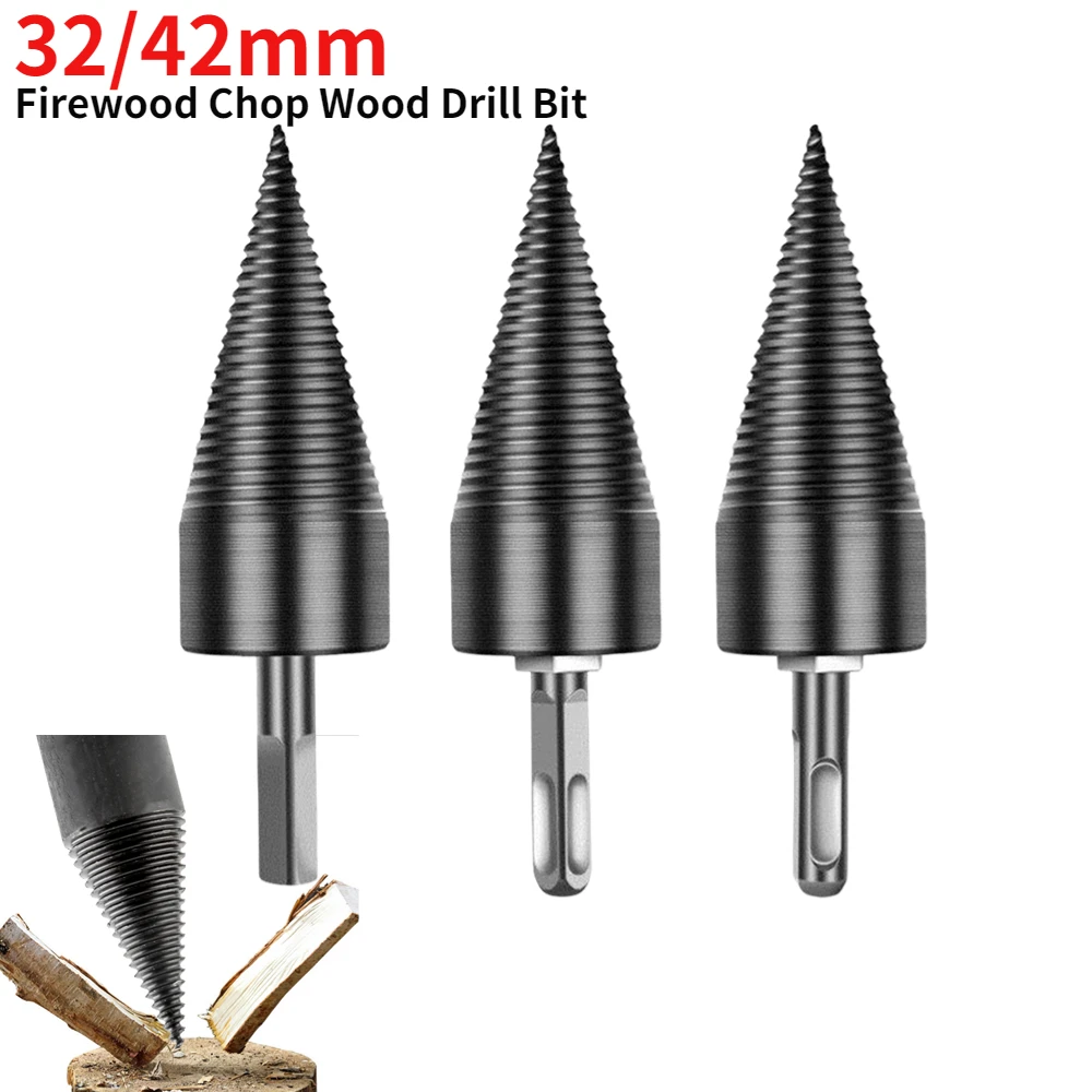 Bocados de Broca Redondos Quadrados do Divisor da Lenha de 32 42 mm Encanta o Parafuso de Aço de Alta Velocidade do Divisor de Madeira Que Divide o Cone os