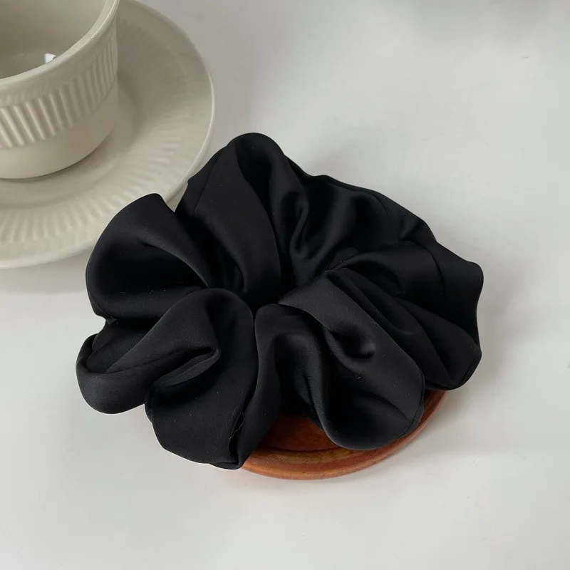 Korea Big Silk Scrunchies For Women Elastic Satin Hair Tie Girls black hair rope green hairbands chouchou soie hair accessories