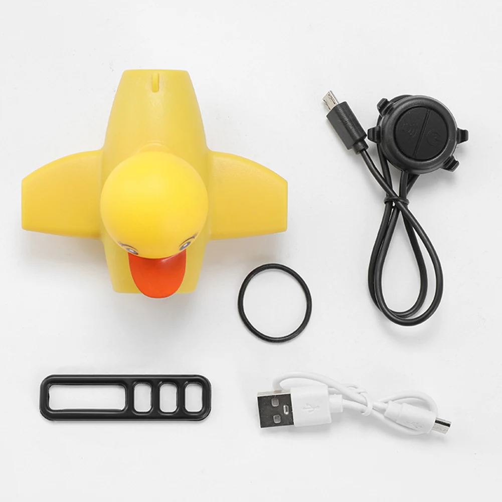 Small Yellow Duck Bicycle Bell USB Rechargable Bike Horn Light Glowing Bike Bell Luminous Helmet Duck Ducky Cycling Lights Horn