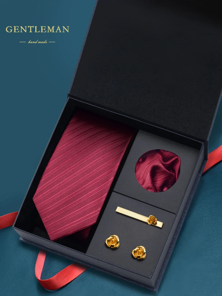 maroon-tie-men's-wedding-om-high-end-zippered-gift-box-ket-handkerchief-tie-clip-cuff-link-set-busin-stripe-pattern