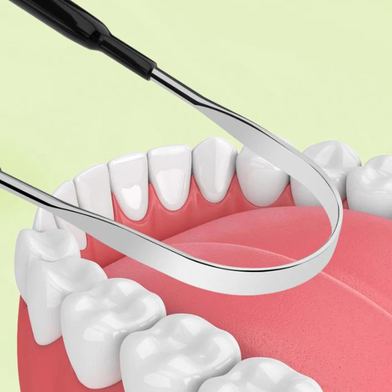 Raspador de lengua en forma de U, limpiador para adultos, elimina el mal aliento, cepillo de acero inoxidable para el cuidado bucal Dental