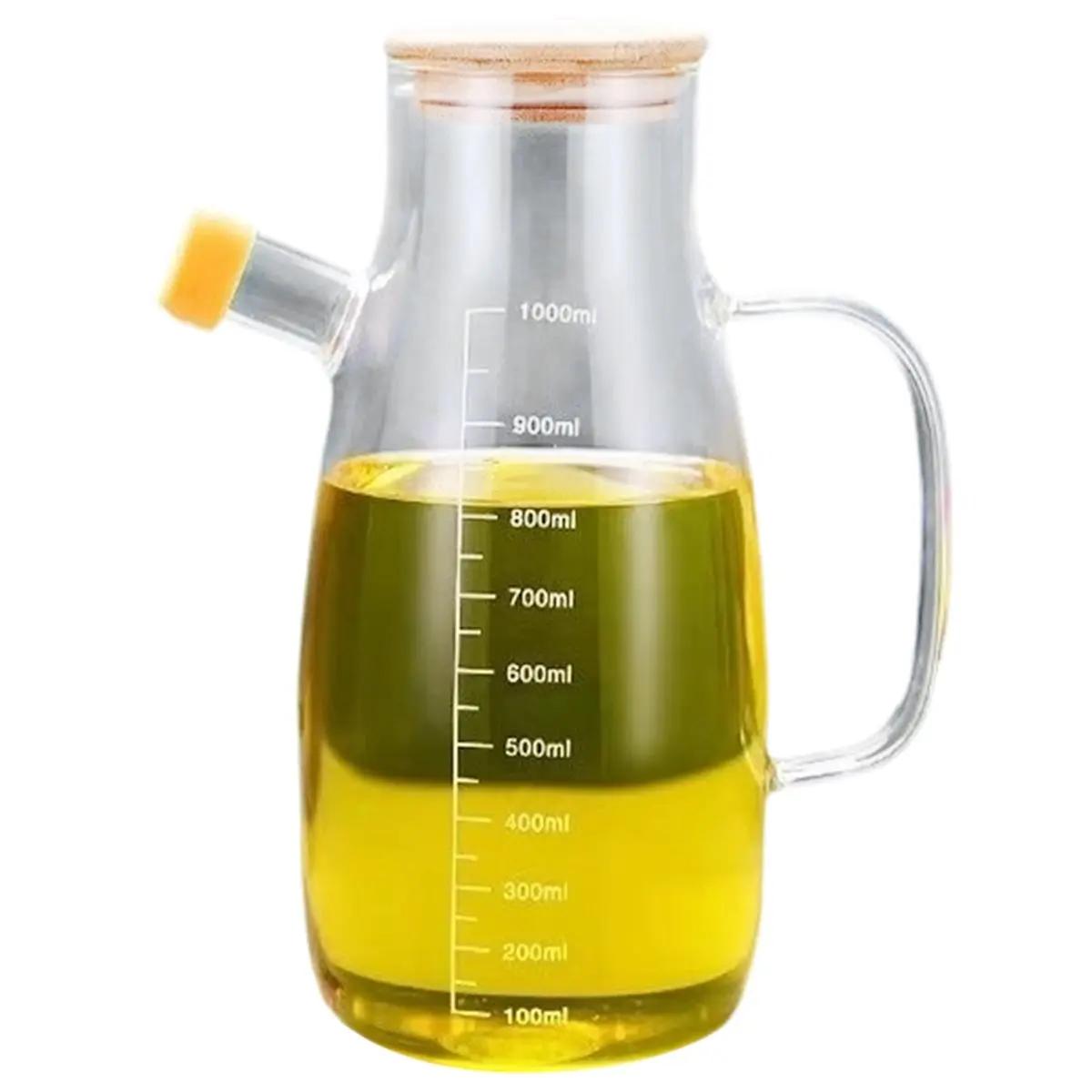 2026 New 1pc Glass Oil Bottle with Graduation Olive Oil Pot Leak Proof Oil Bottle Kitchen Outdoor Barbecue Picnic Condiment