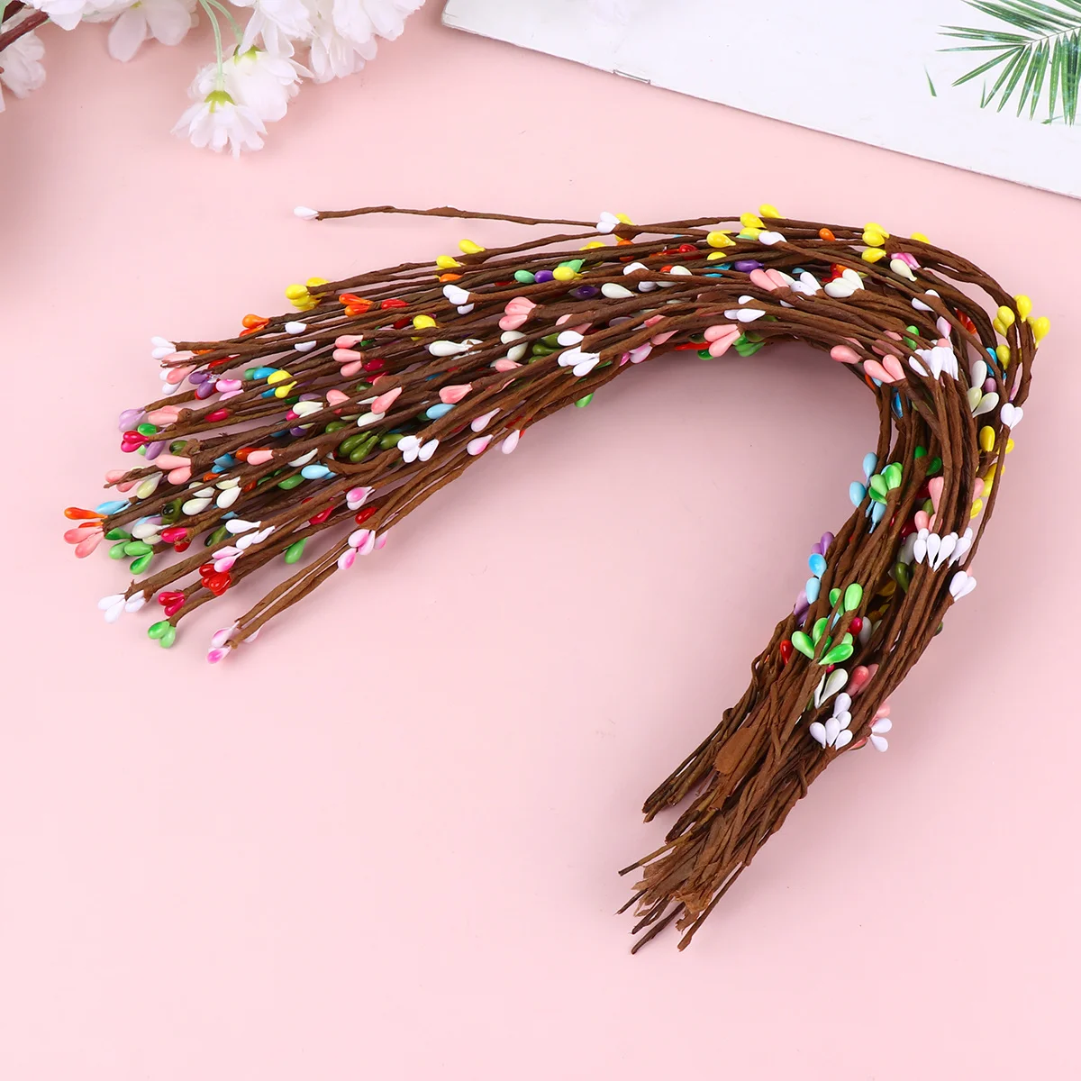 

50Pcs Artificial Berry Garland 40Cm Lifelike DIY Floral Art Crafts for Christmas Wedding Holiday Event Vase Basket Decoration