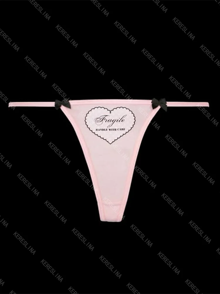 

Women's underwear street cute bow Y2K emotional girl casual solid color chic aesthetic retro Harajuku slim fit women's underwear