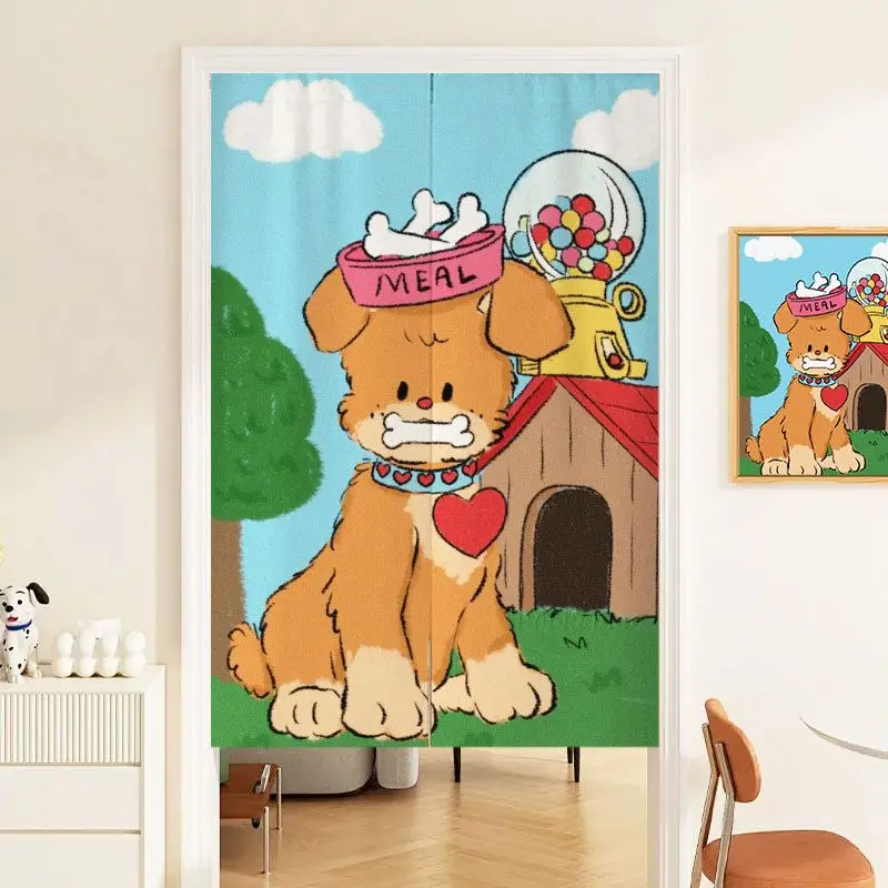 VIKAMA Cute Party Teddy Bear Door Curtain, Retro Cartoon Bear Half Door Curtain, Entryway Archway Wall Decoration