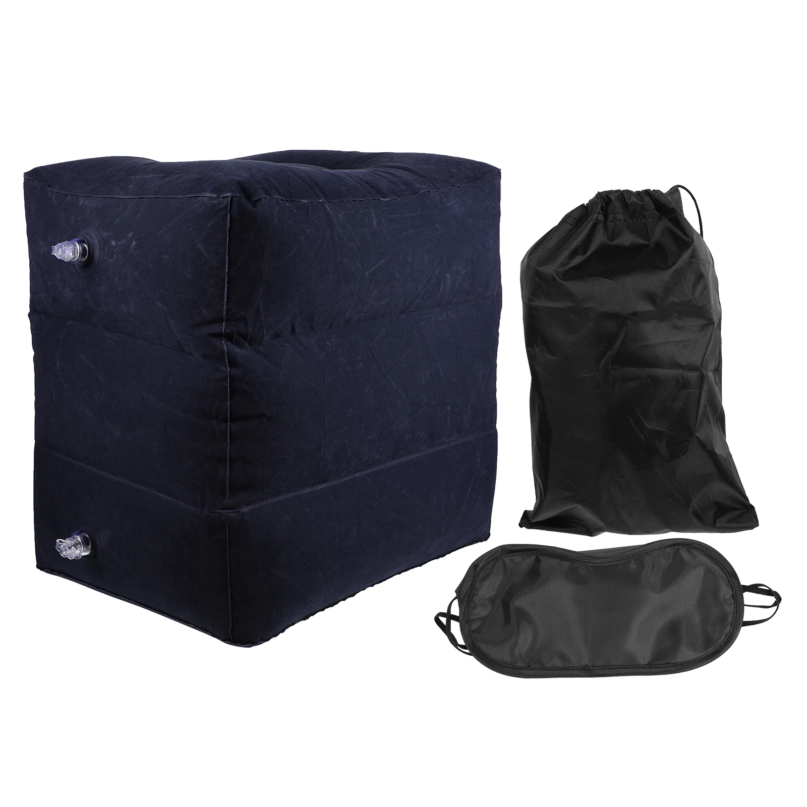 

1Pc Adjustable Inflatable Footrest Pillow Folding Design Comfortable Pvc Flocking Material Travel Airplane Bed