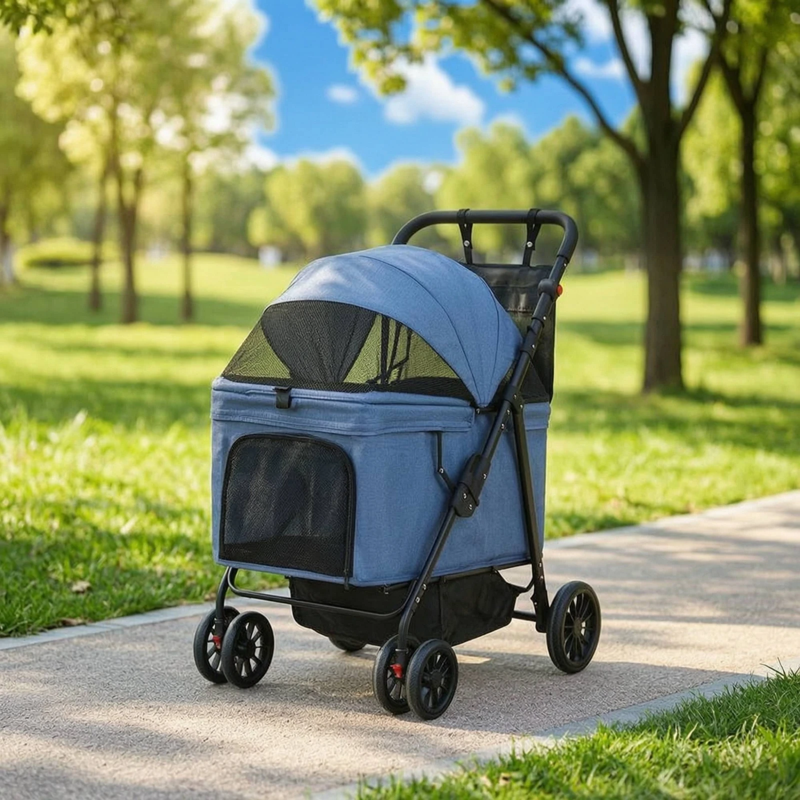 Pet Stroller Carrier - Коляска для животных с сетчатыми панелями,