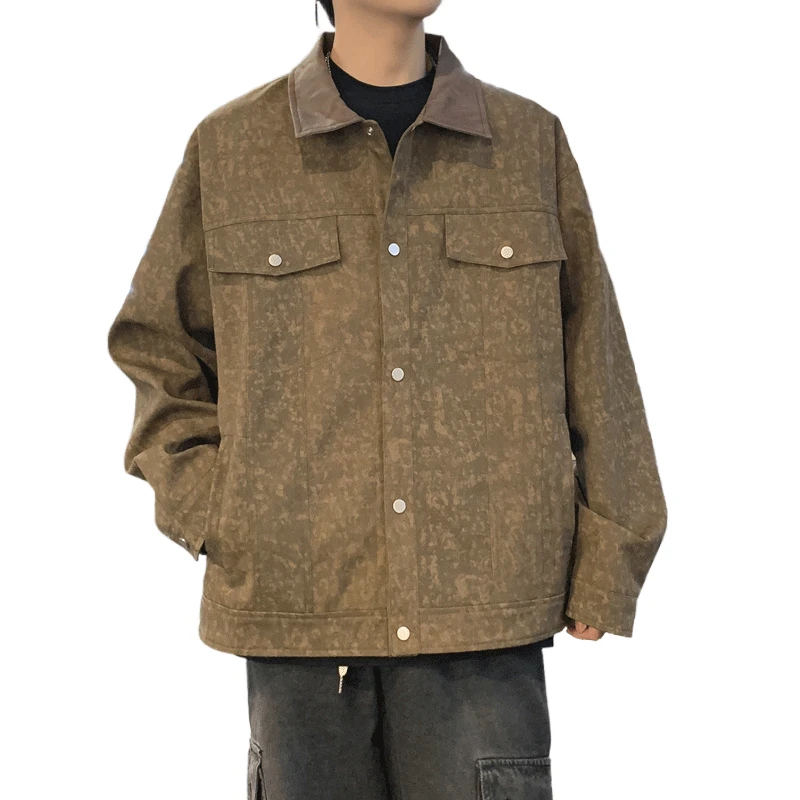 

Fashionable Men's Jacket Loose Lapel Color-Blocking Design Casual Jacket for Spring and Autumn Comfortable Multi-functional Top