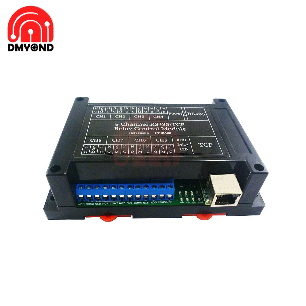 Relay Network Switch Modbus MQTT TCP UDP Web HTTP RS485 Timer Module ET48A08 12V 8 Channel RS485/TCP Modbus Relay Module