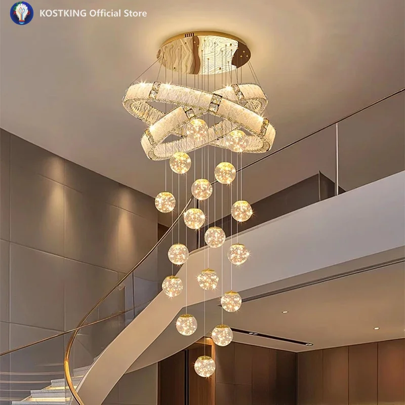 

2026 Modern Home Decor Led Lights Pendant Light Lamps Forstaircase Chandeliers For Living Room Hanging Light Indoor Lighting