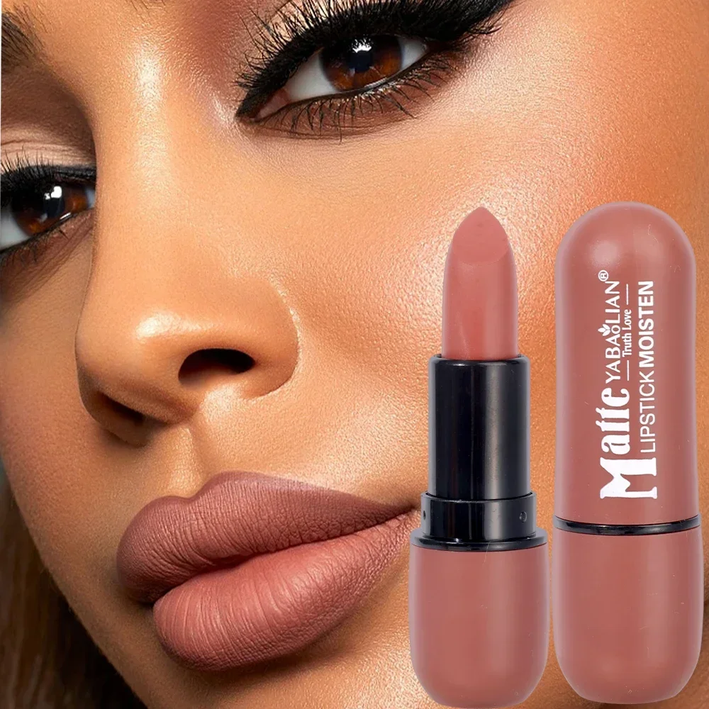 Waterproof Nude Lipstick 6 Colors Lasting Velvet Matte Non-Stick Cup Solid Lip Gloss Moisturizing Not Fading Lips Tint Cosmetics