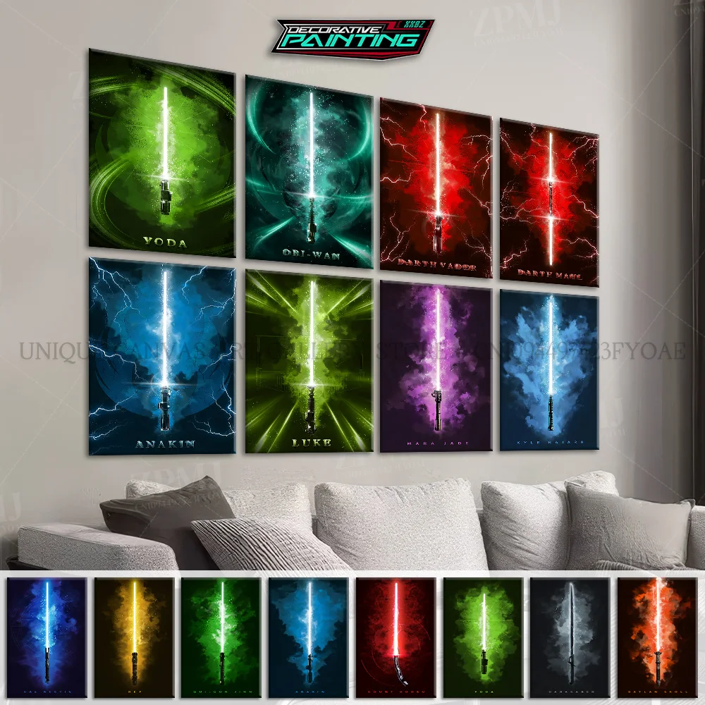 

Movie Star Wars lightsaber Series Canvas Print Picture Wall Art Paintings Home Decoration Poster For Living Room Frameless Mural