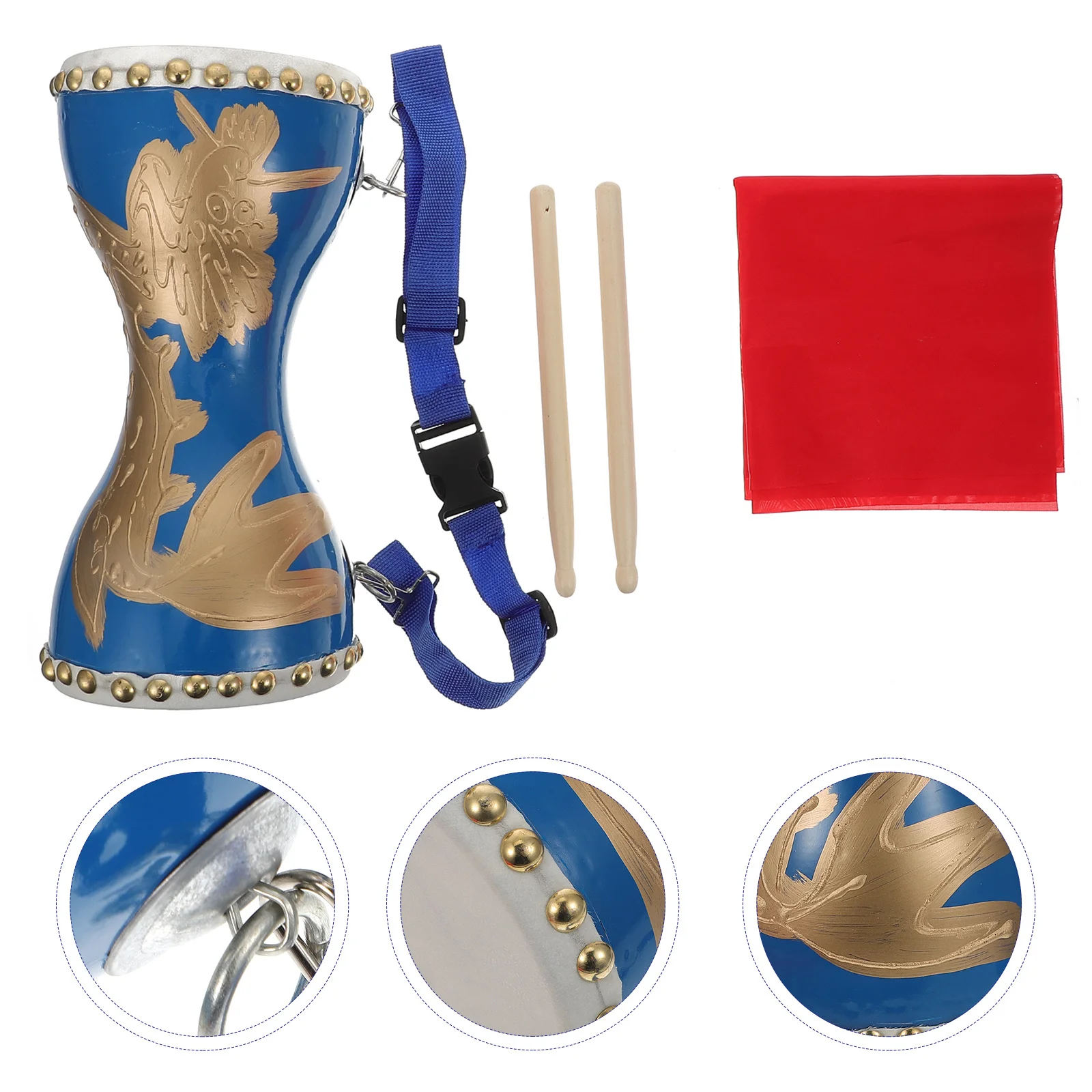 

1 Set Of Fitness Hand Waist Drum Cowhide Durable Percussion Instrument For Dance Performance Portable Traditional Chinese Dragon