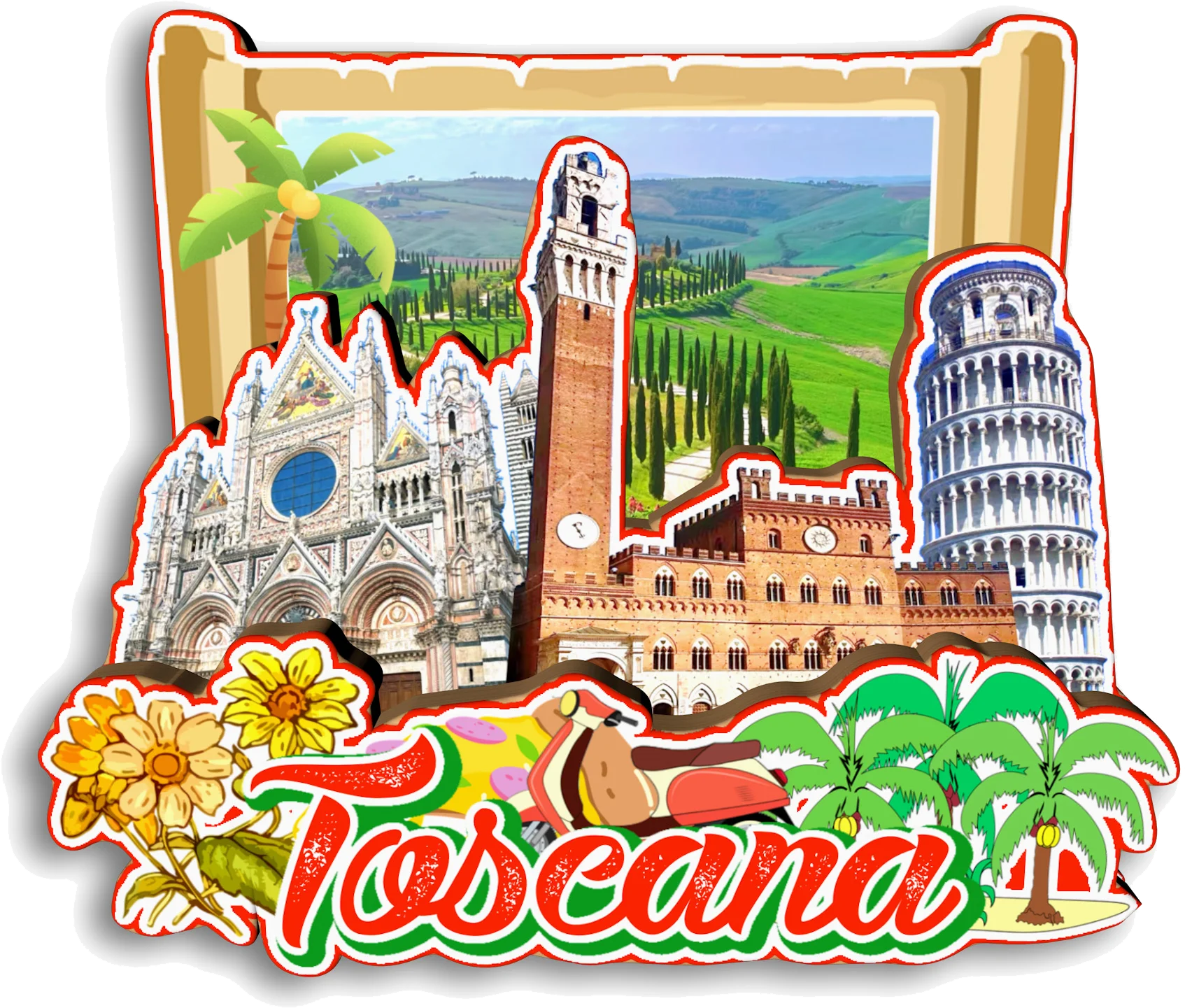 صقلية Trulli Cefallu Toscana إيطاليا مغناطيس الثلاجة هدية تذكارية للسفر اليدوية ديكور الثلاجة ملصق ديكور المنزل