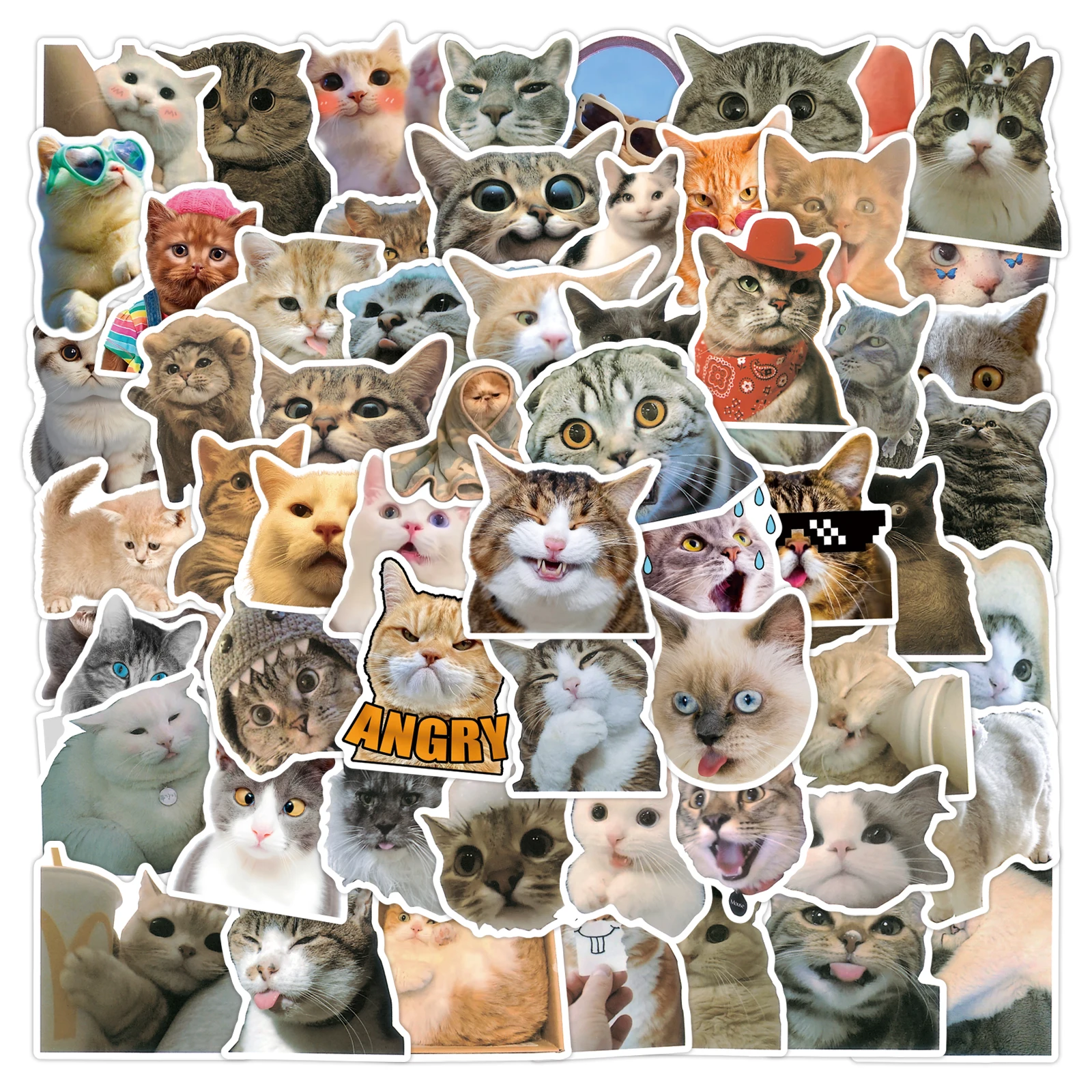 100 قطعة لطيف القط الرمزية الرموز التعبيرية ملصقات لحقيبة التزلج المحمول الأمتعة الثلاجة الهاتف سيارة التصميم ملصق