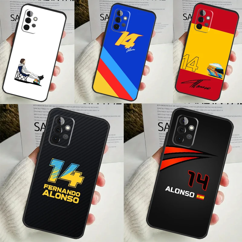 F1 Racing Fernando Alonso 14 Cover For Samsung Galaxy A34 A35 A14 A15 A25 A53 A33 A13 A52 A32 A12 A51 A71 A54 A55 Case