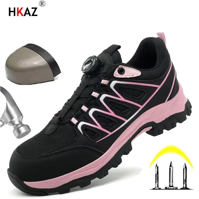 

Rotary button new safety shoes for Men and Women Shoes fashionable sports shoes Protective shoes Puncture-resistant shoes