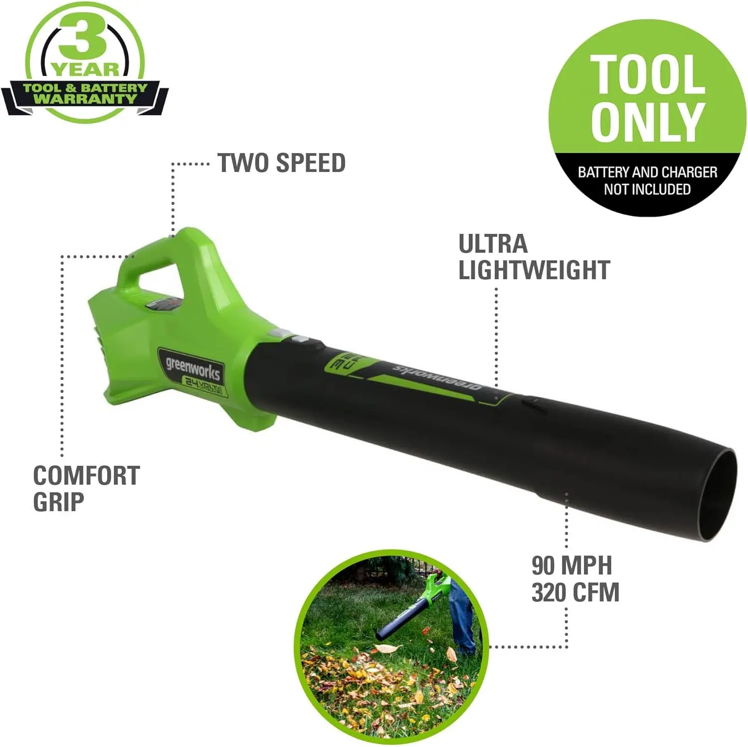 (2 x 24V) Cordless Brushless Axial Leaf Blower，24V Cordless Battery Hedge Trimmer Combo Kit