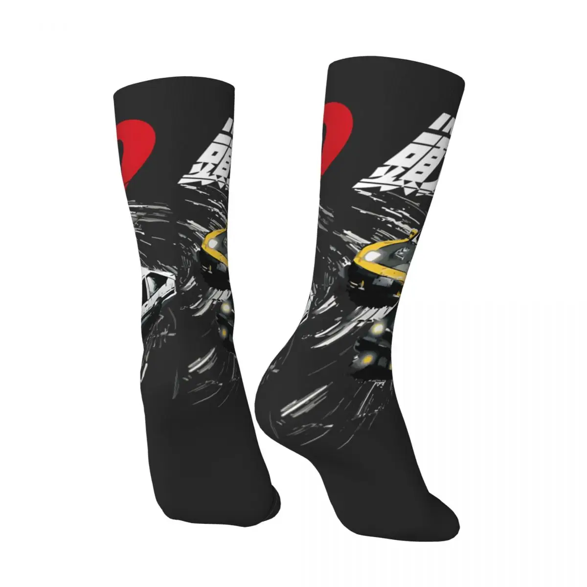 Happy Funny Men's compression Socks Drift Vintage Harajuku Initial D Hip Hop Novelty Casual Crew Crazy Sock Gift Printed