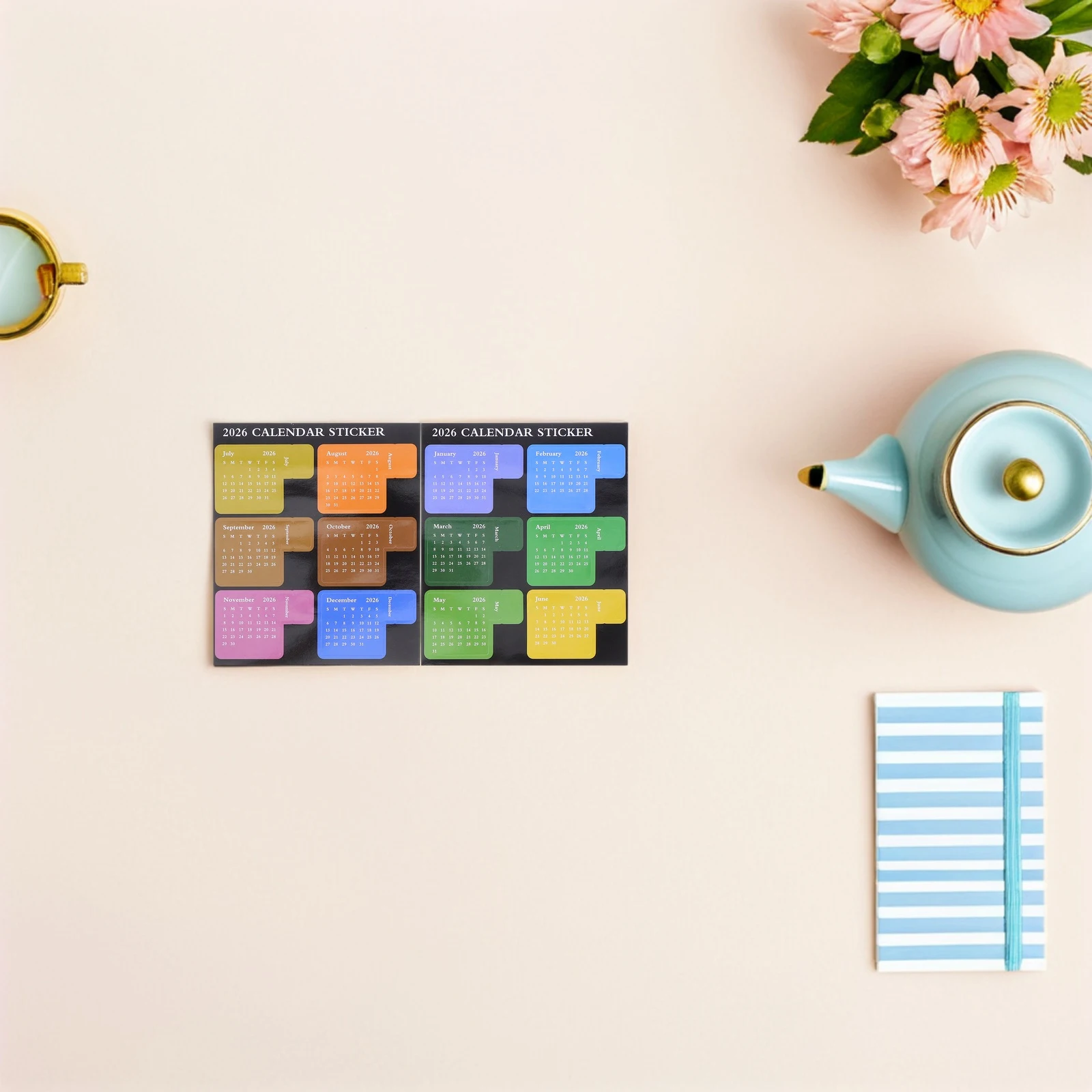 12Set 2026 DIY Calendar Stickers Monthly Planner Tabs Labels for Notebook Journal Diary Sticky Page Markers Scheduling Aid