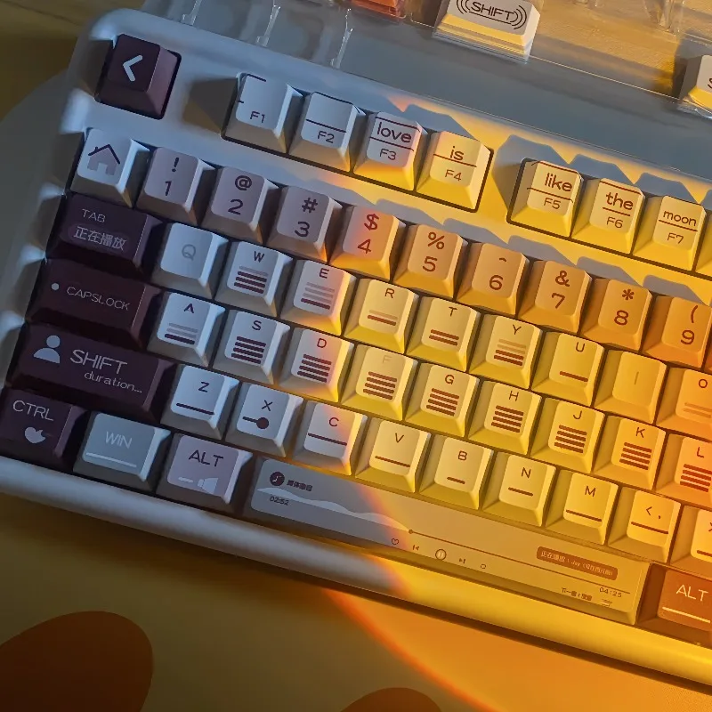 Music Keycaps Retro Style Light-transmitting Cherry Profil Round Ball Keycap PBT Material Sublimation Mechanical Keyboard Keycap