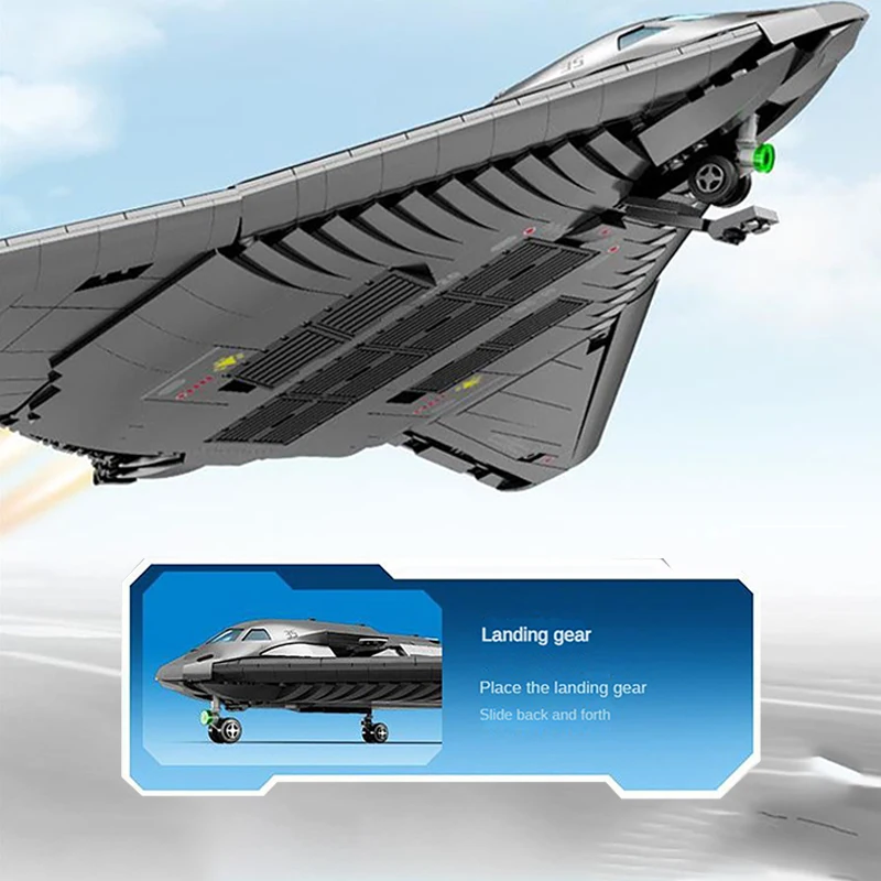 Militar eua H-20 stealth estratégico bombardeiro lutador modelo blocos de construção sargento técnico aeronaves combate moc tijolos brinquedos presente