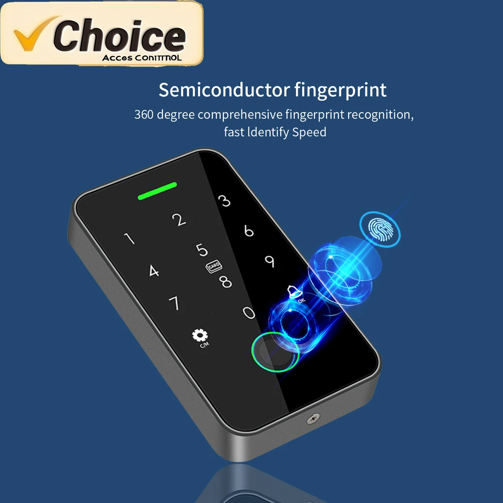

Tuya Smart Bluetooth Biometric Access Control System IP67 Waterproof 13.56MHz RFID Commercial Door Security WG26 Wiegand Output