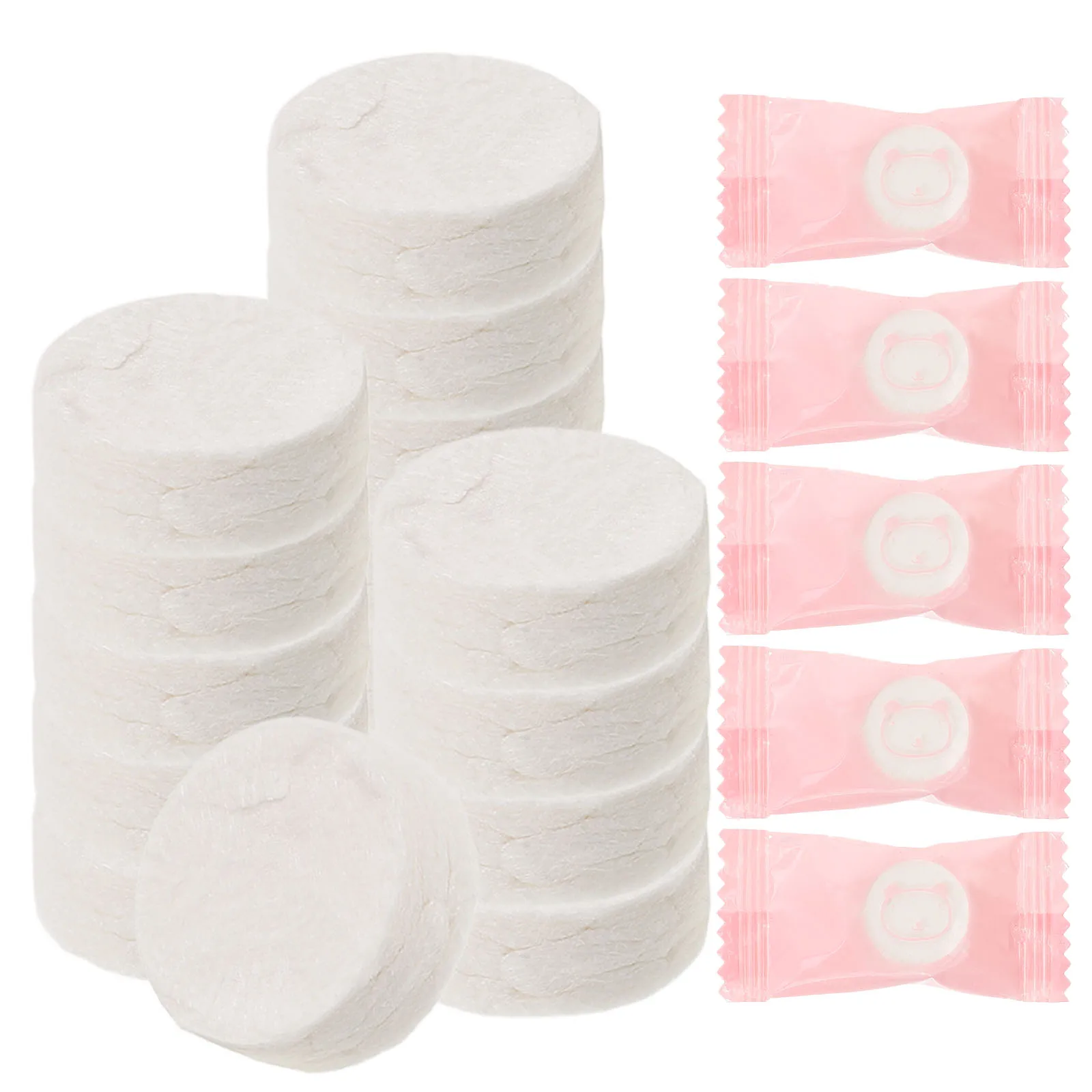

100 Pcs Compressed Face Towels Disposable Non woven Washcloths Camping Travel Tablets Pink Lightweight Absorbent Safe