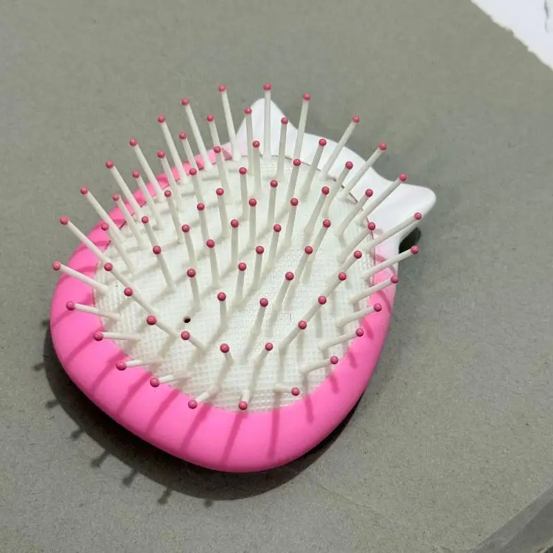Detangling Mini Brush Ombre Pink Cat Ear Portable Purse Size No Pull for Wet Dry Hair Travel Daily Use view 2
