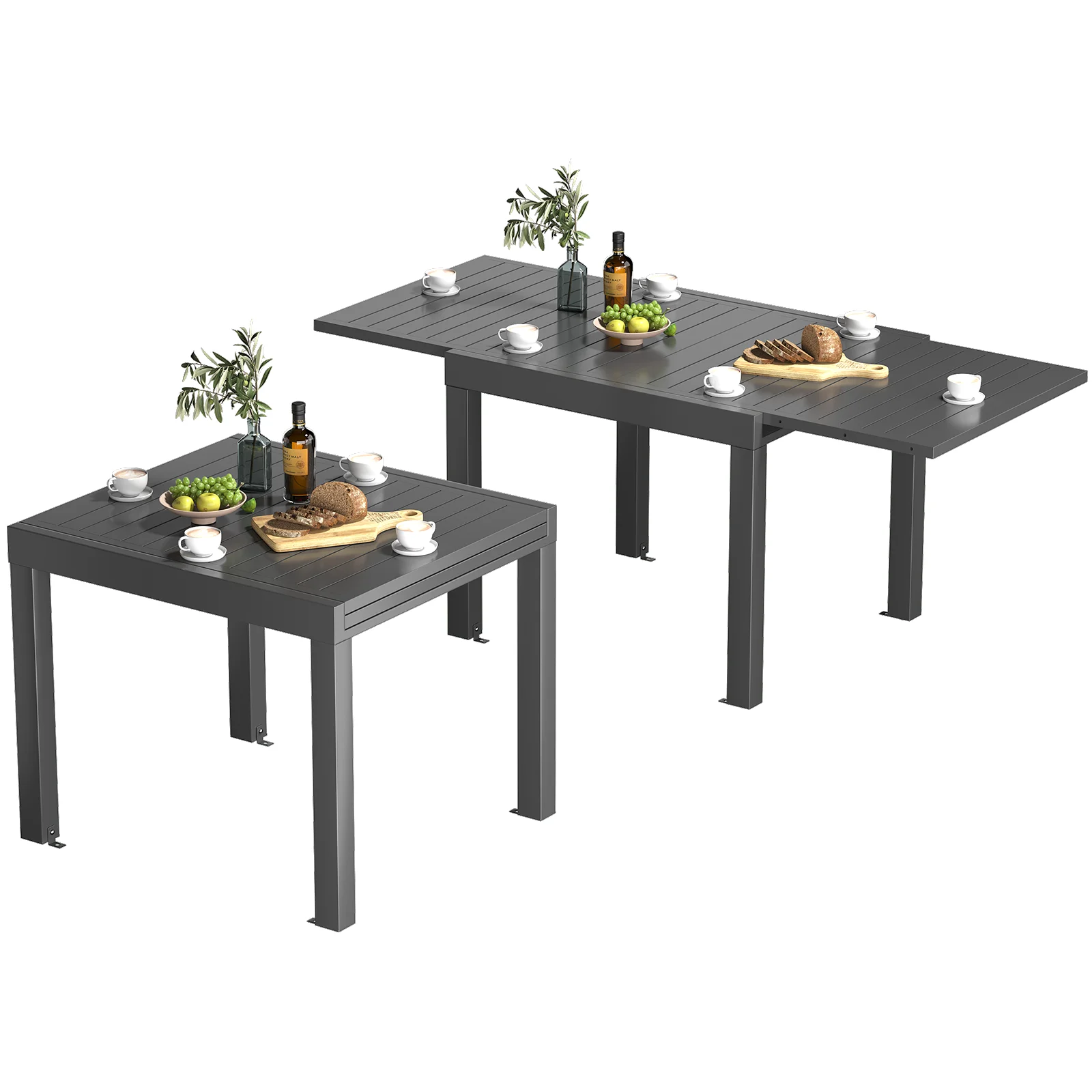 Devoko Ausziehbarer Esstisch aus Aluminiumlegierung für den Außenbereich Multifunktional für Garten, Terrasse und Partys