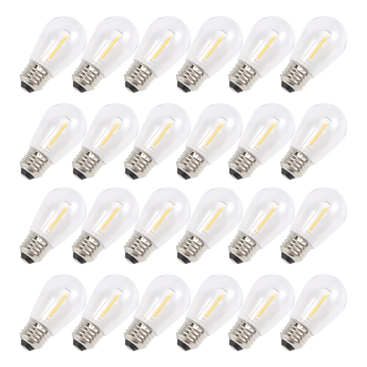 24 Pack 3V LED S14 Replacement Light Bulbs, Shatterproof Outdoor Solar String Light Bulbs, Warm White