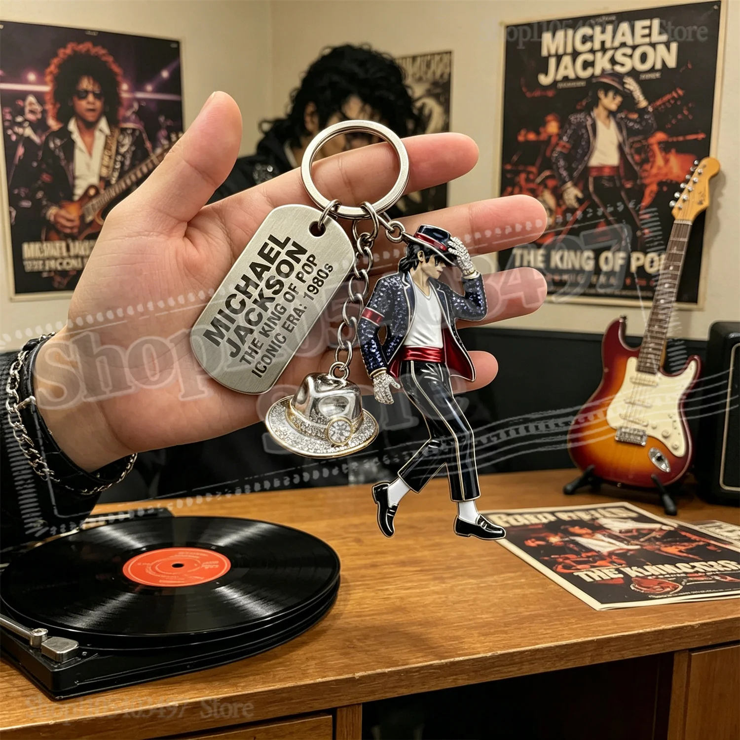 

2026 Michael Jackson Keychain, Classic Dance King Pendant Key Ring, Fashion Singer Key Chain, Creative Gift for Men Women