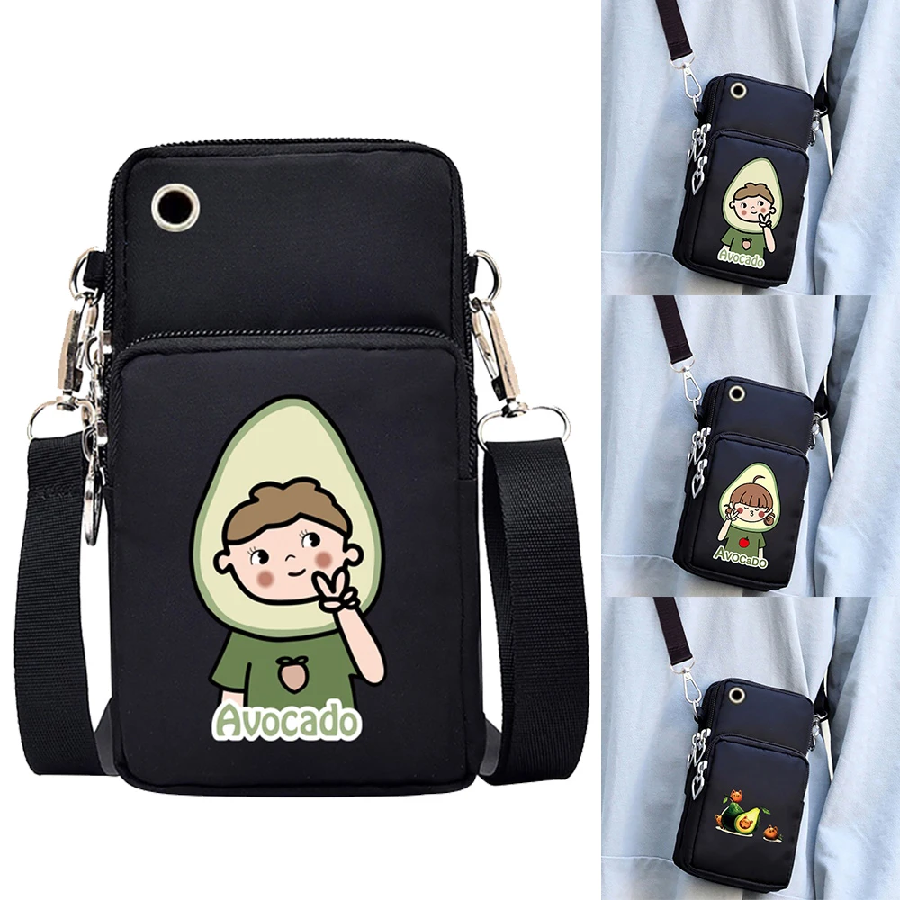 

Women's Minimalist Messenger Bag Avocado Print Shoulder Wallet Ladies Crossbody Mobile Phone Purse Female Card Holder Handbag