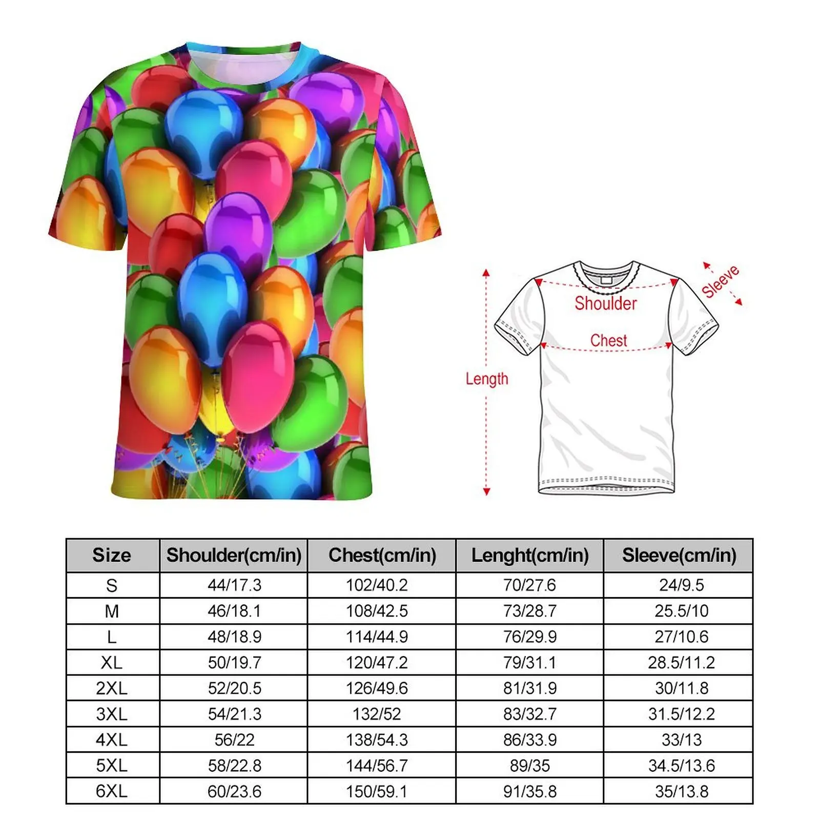 Big Size T-Shirt Summer Balloon Bouquet T Shirts Colorful Print Aesthetic O Neck Tee Shirt Man Trending Graphic Top Tees